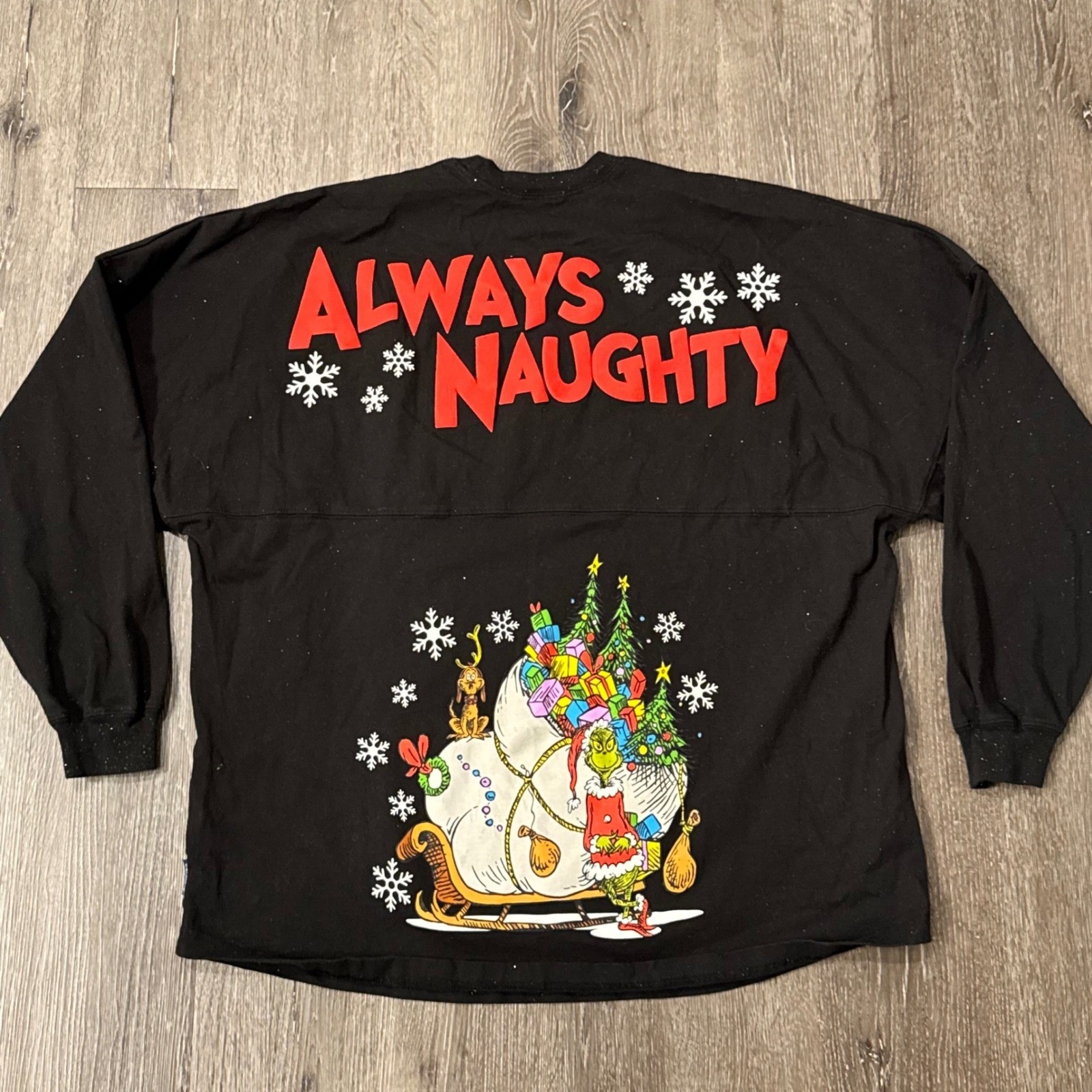 Spirit Jersey Long Sleeve Men XL Black The Grinch Always Naughty Holiday Graphic gallery