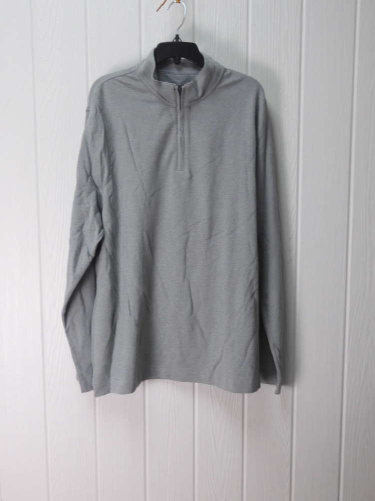 Van Heusen Gray Longsleeve Shirt Size 3XLT Quarter Zip Pullover Mock Neck