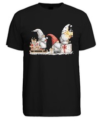Christmas Elf Sleigh Gifts Lantern Red Grey Cute Funny Mens T-Shirt