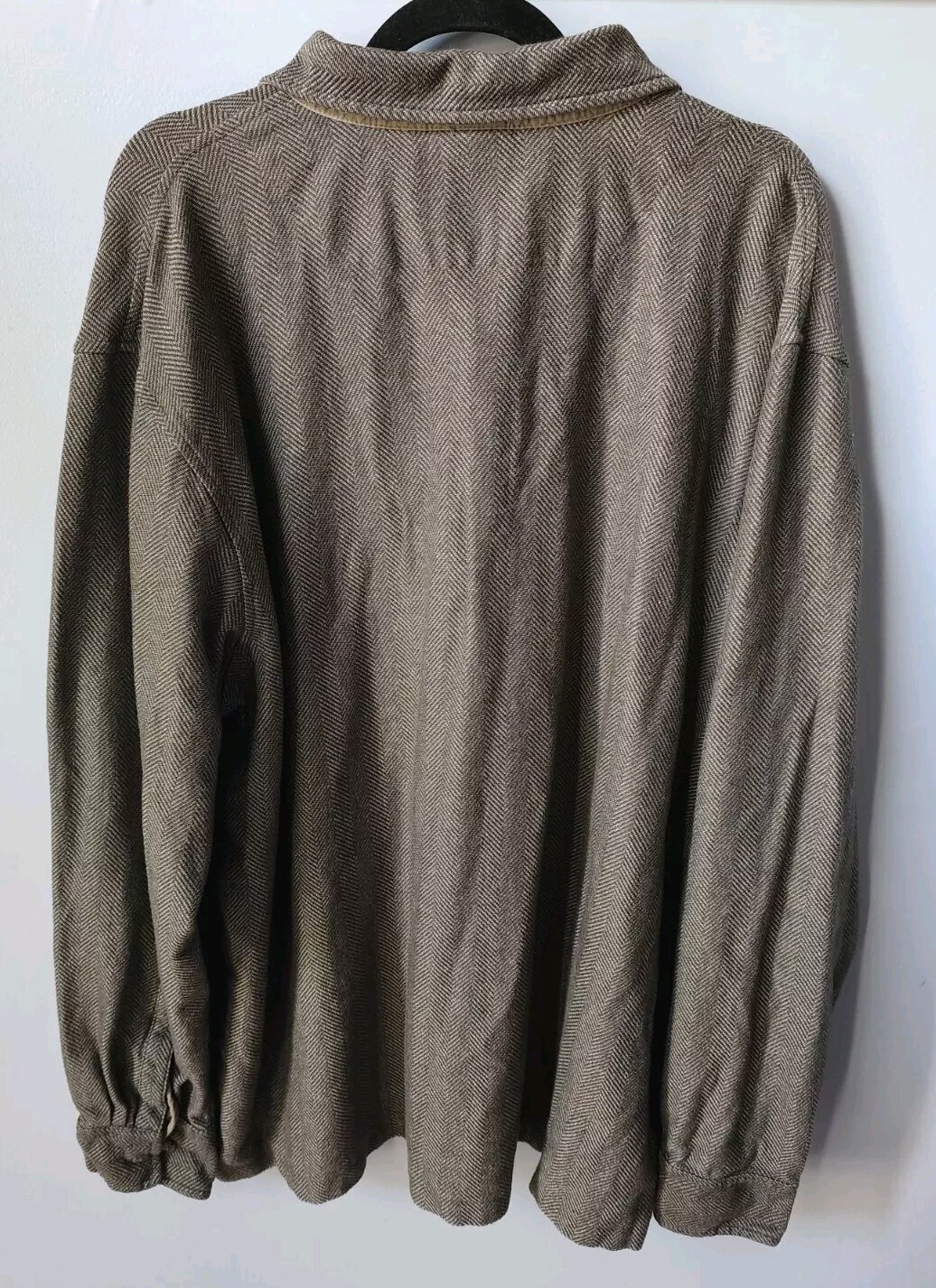 Vtg LL Bean Shirt Mens Size XXL Brown Henley Herringbone Pullover Casual gallery