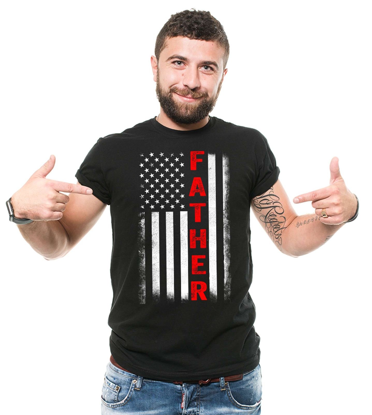 Mens Father Patriotic Shirt USA Flag Patriotic Tee Father’s Day Patriotic Shirt