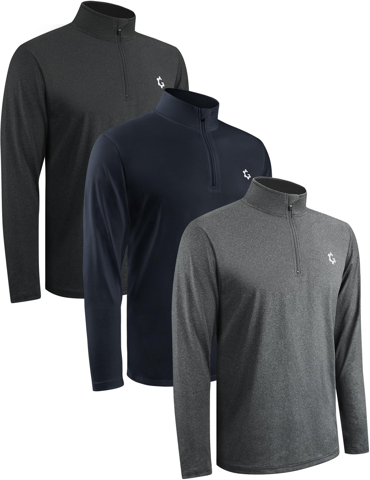 3Pack Quarter 1/4 Zip Pullover Men Dry Fit Sweatshirts 1/2 Half Zip Long Slee... gallery
