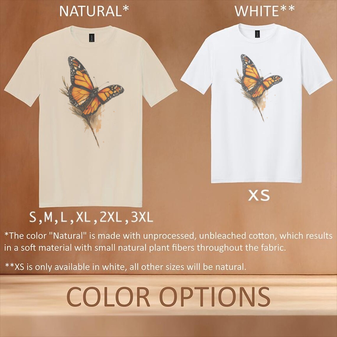 Monarch Butterfly Graphic Tee Orange Black Nature Art Print gallery