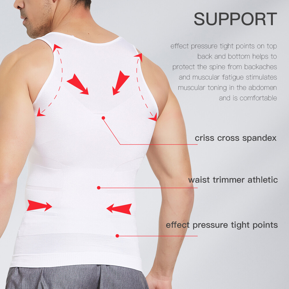 Men's Body Shaper Toning T-Shirt Ultra Durable Tank Compression Underwear Vest gallery