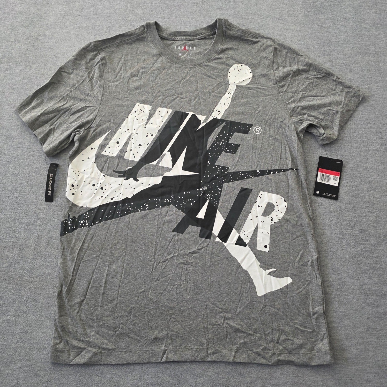 Jordan Jumpman Air Mens T-Shirt Grey Black White Graphic CT6751-093 Large NEW gallery