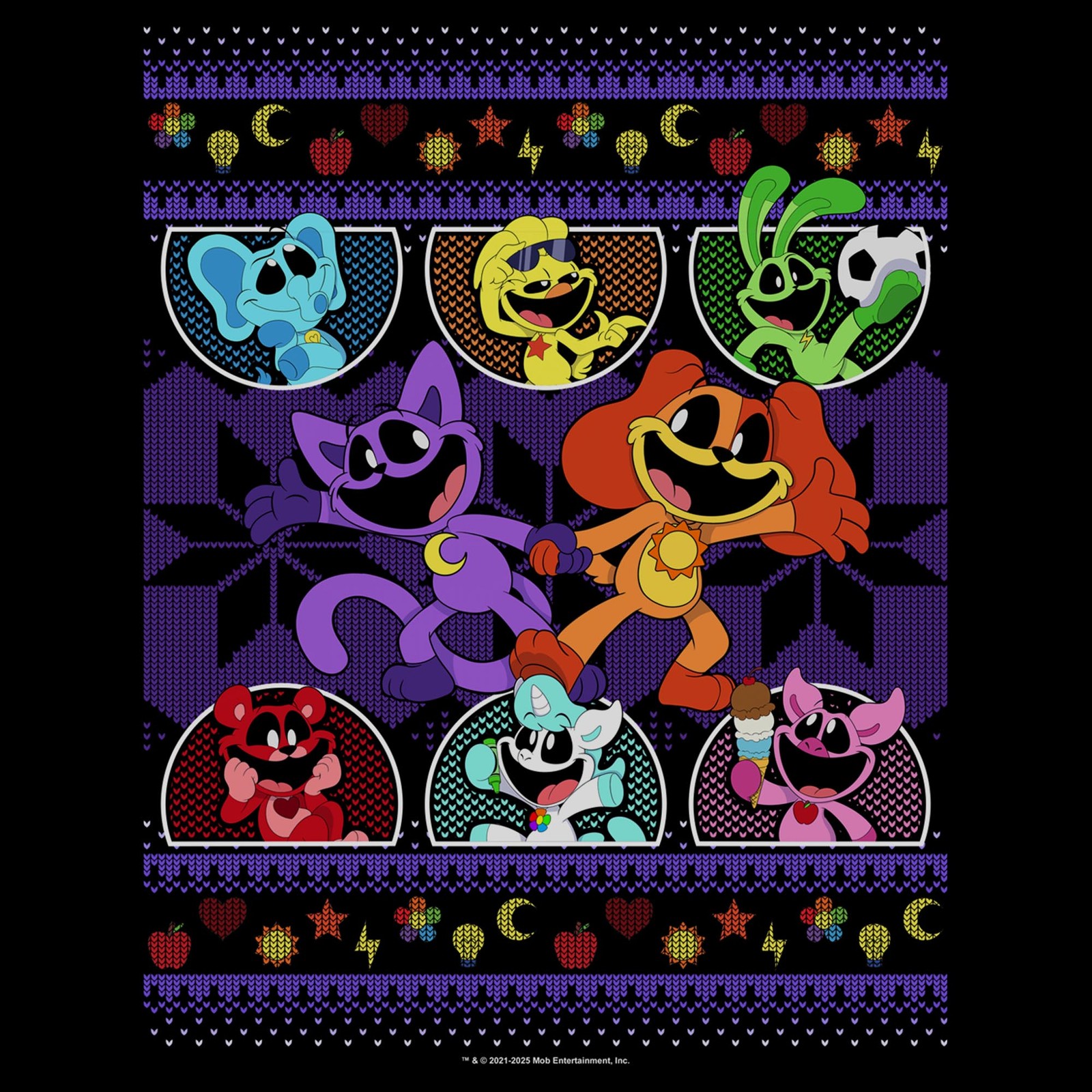 Men's Poppy Playtime Ugly Sweater Smiling Critters T-Shirt gallery