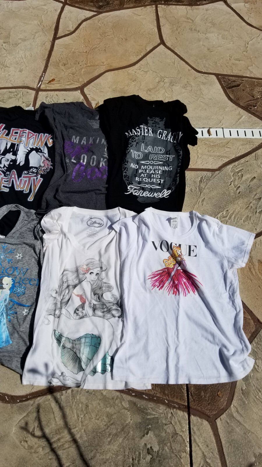 Womens Disney T Shirt 12 Lot Medium Sleeping Beauty Aladdin Princess w/ Leggings gallery