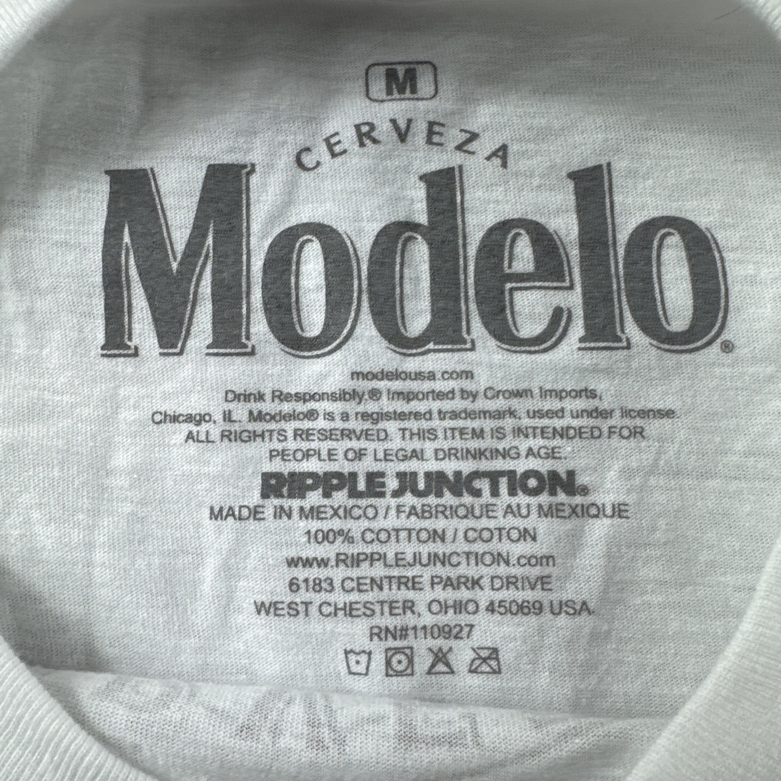 Cerveza Modelo Beer T-Shirt Size M White Ripple Junction Athletic Fit Cotton NEW gallery