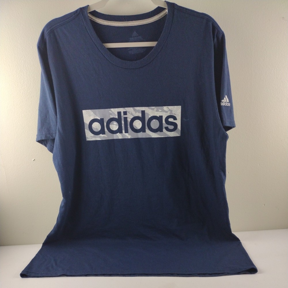Adidas Men’s XL The Go To Performance Tee Short Sleeve Crew Neck Blue Logo