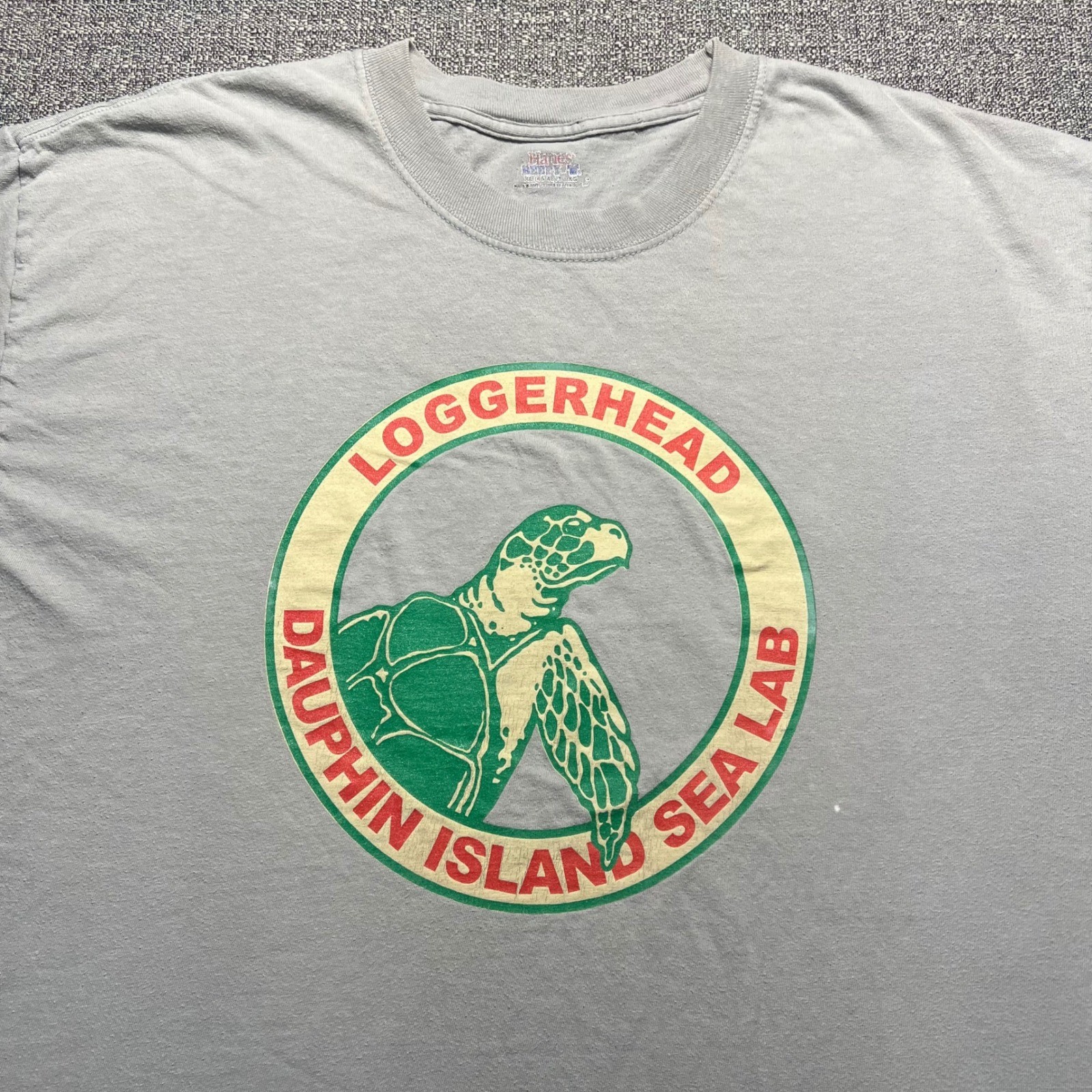 Vintage Dauphin Island Sea Lab Loggerhead Turtle T Shirt Grey XL Hanes Beefy T gallery
