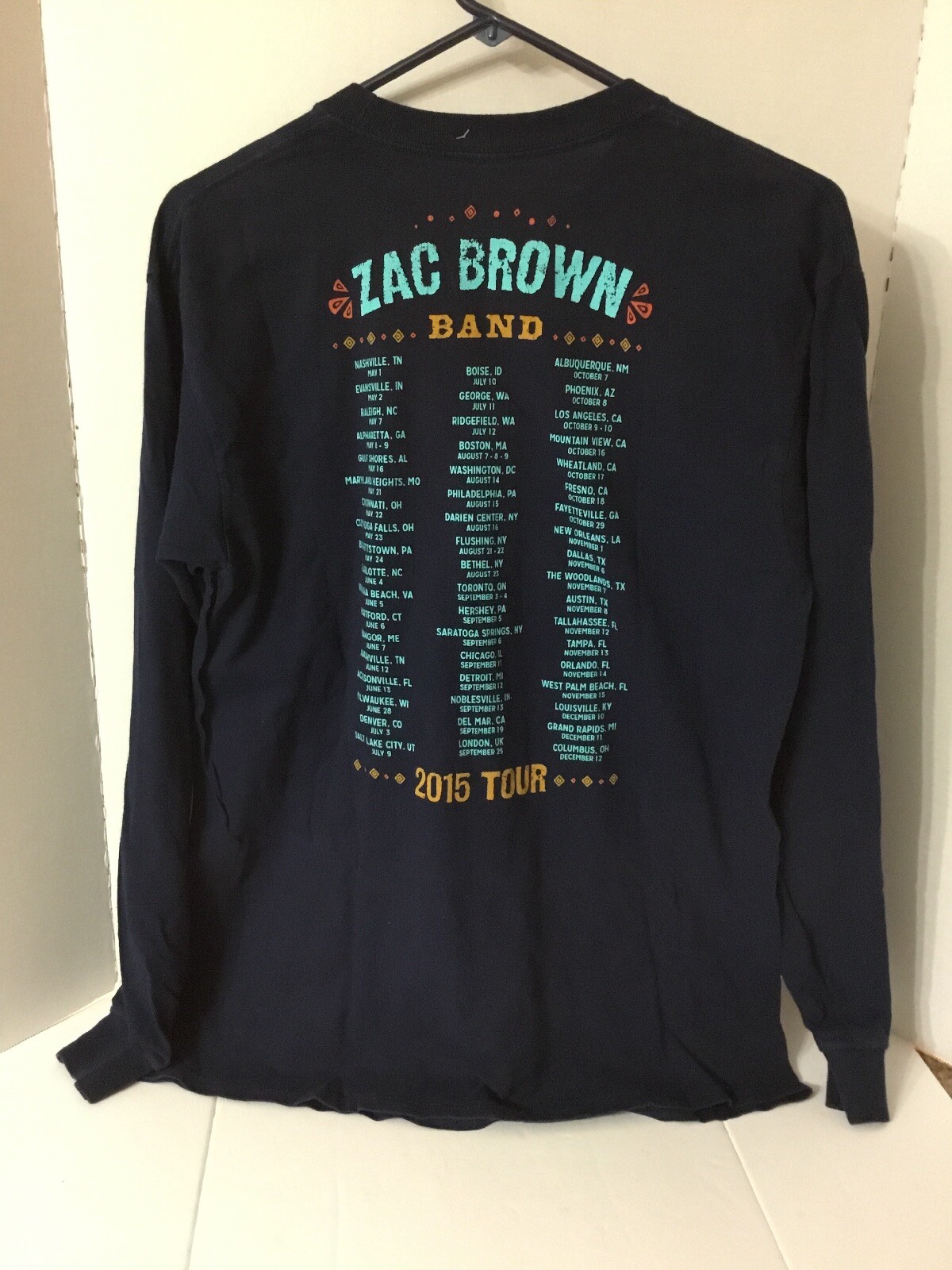 Men’s Zac Brown Band T Shirt Jekyll and Hyde Tour Music 2015 Blue L/S Med Unisex gallery