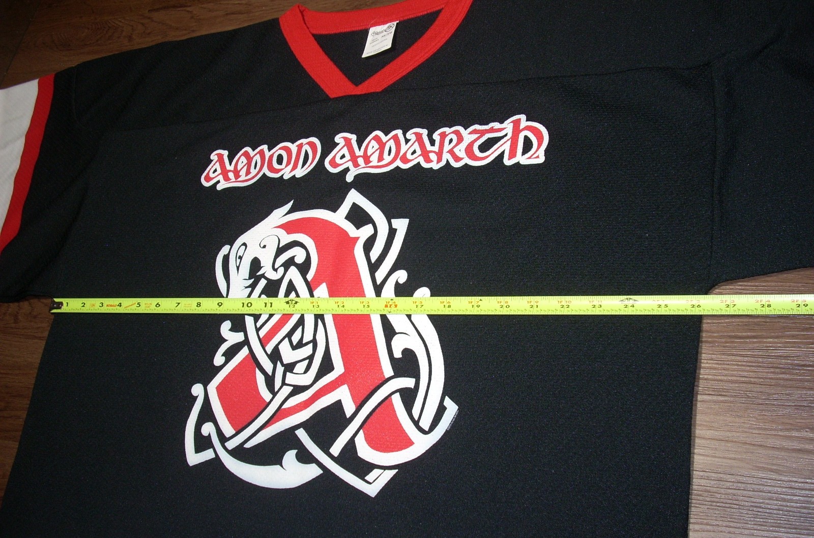 Amon Amarth Viking 11 - X-LARGE Band Logo Hockey Jersey - Canada Red White Black gallery