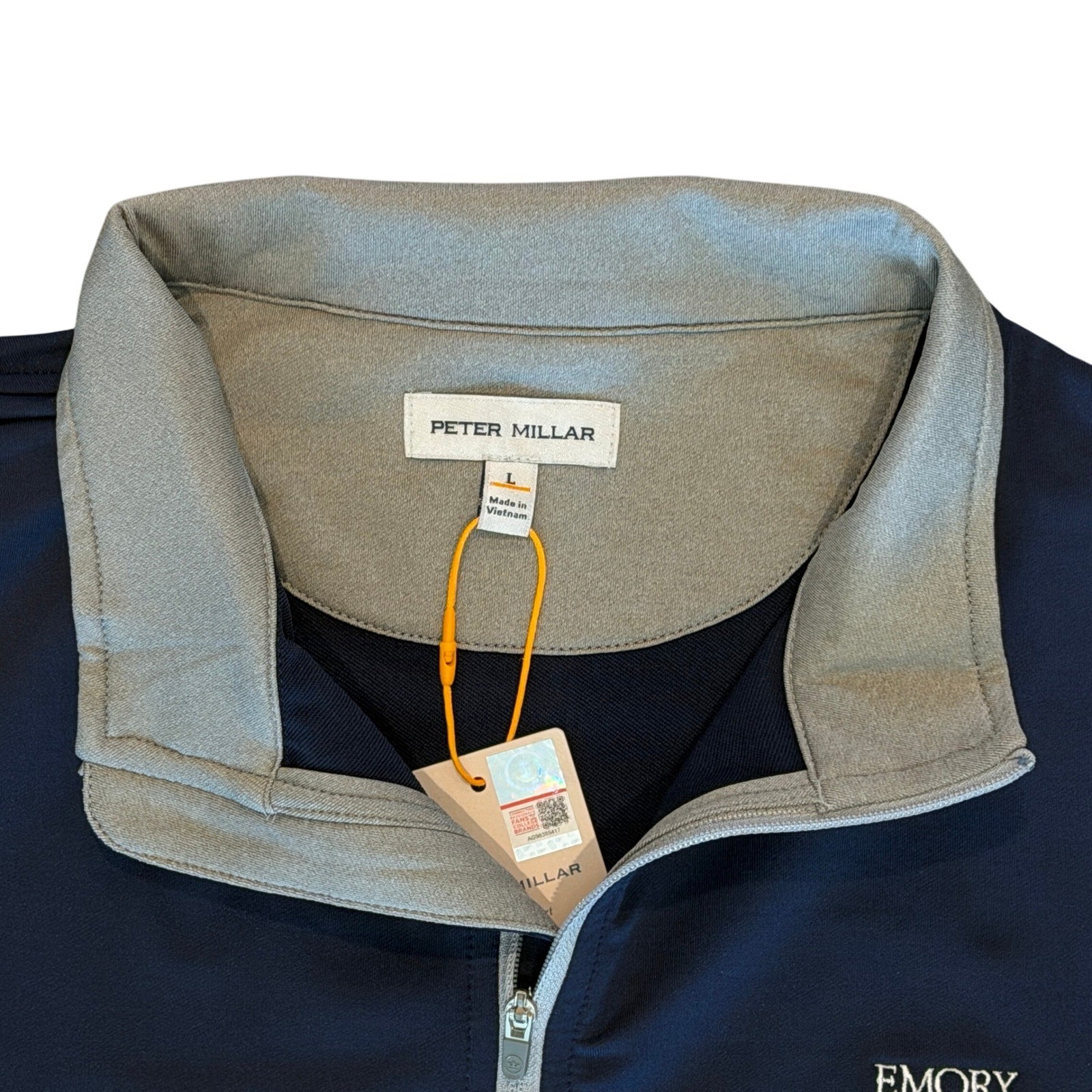 Emery University Peter Millar 1/4 Zip Mens Large Navy ME0EK40 **NEW** gallery