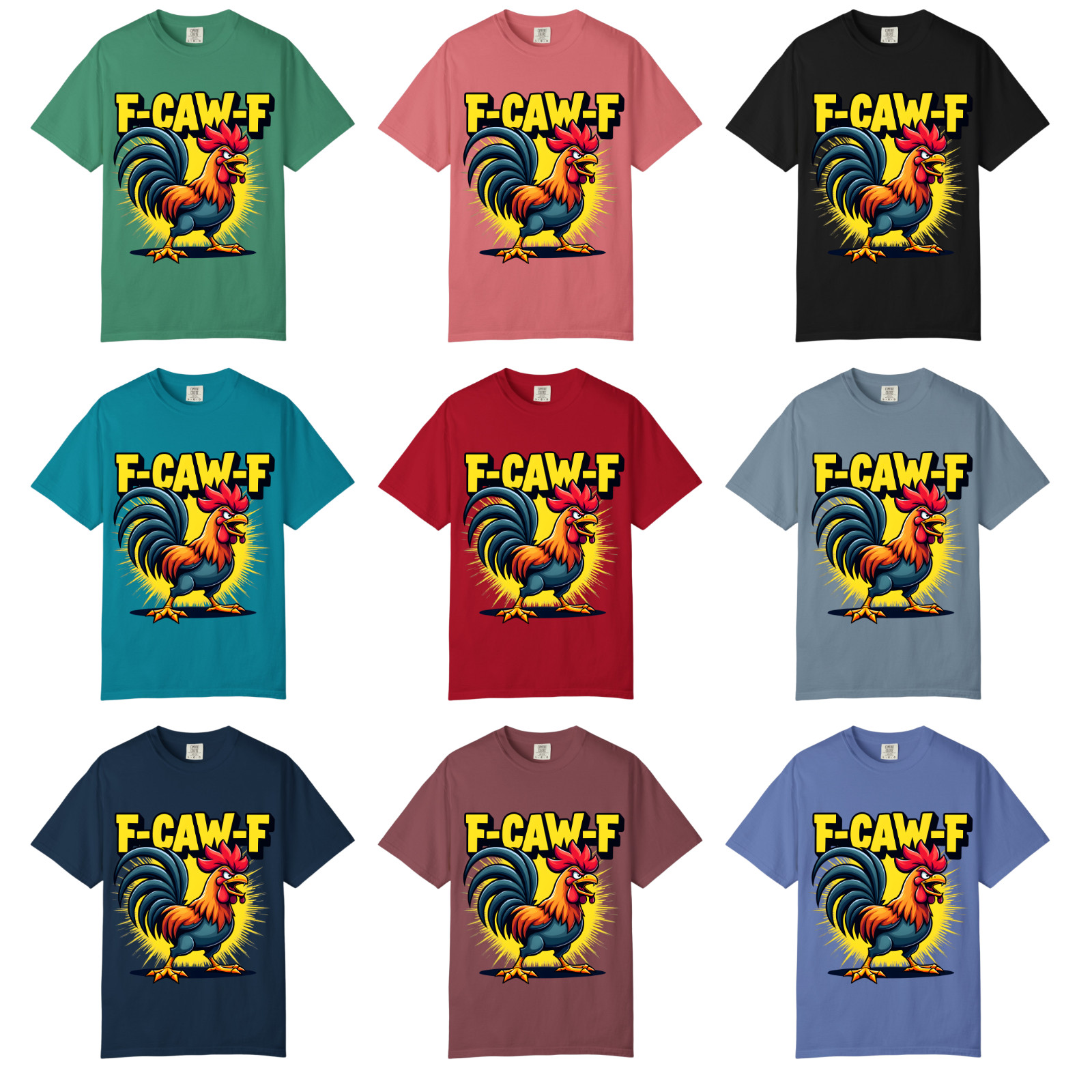 F-CAW-F Angry Rooster T Shirt, Comfort Colors T Shirt, Unisex Streetwear Tee gallery