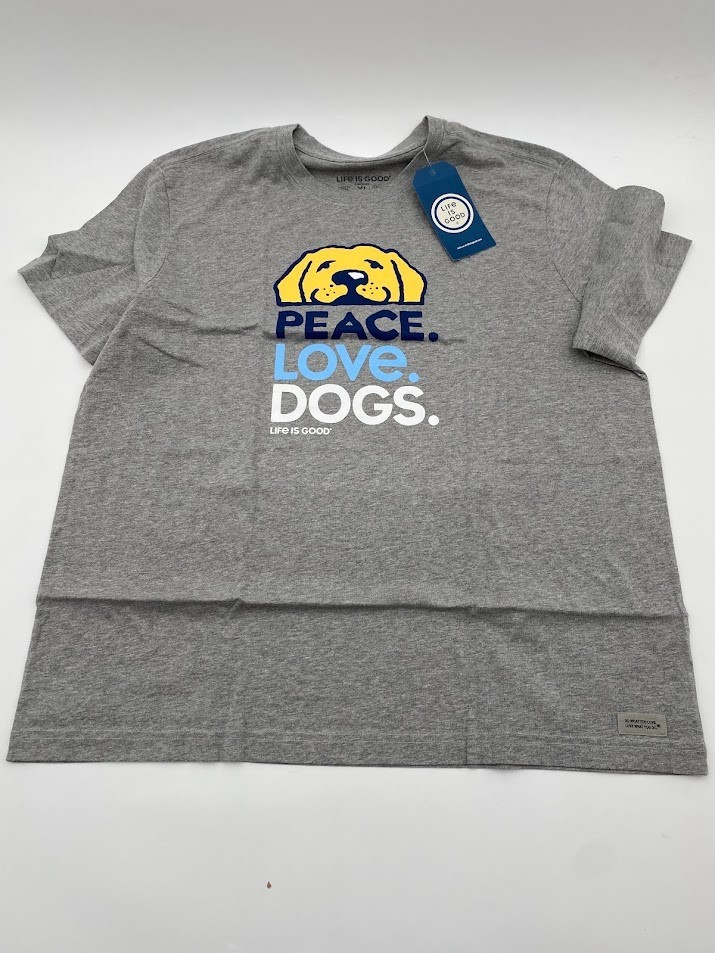 Peace Love Dogs Life is Good Crusher Grey Mens Shirt Short Sleeve X.Large Size gallery