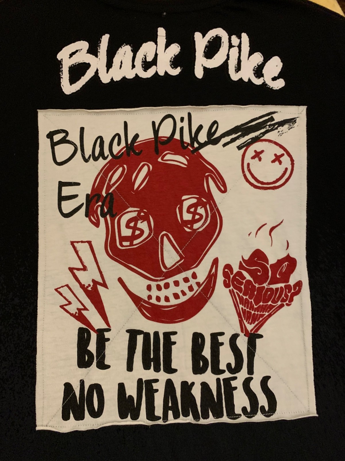 Black Pike men's all seasons T shirt graphic printed black red white M cott blen gallery