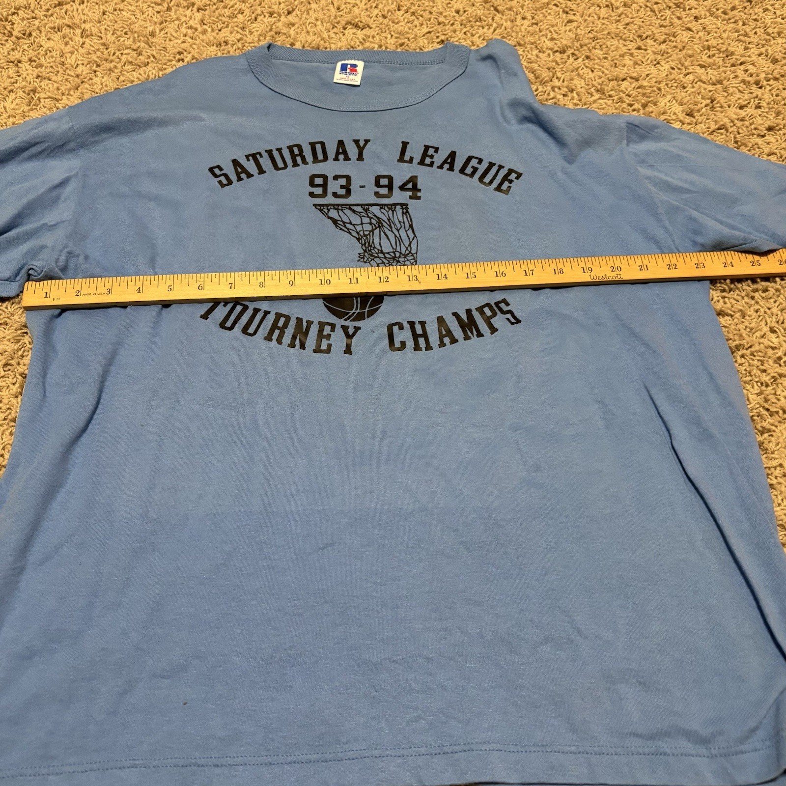 Vtg Russell Athletic XL Single Stitch Shirt USA Made 1993-94 Saturday Basketball gallery