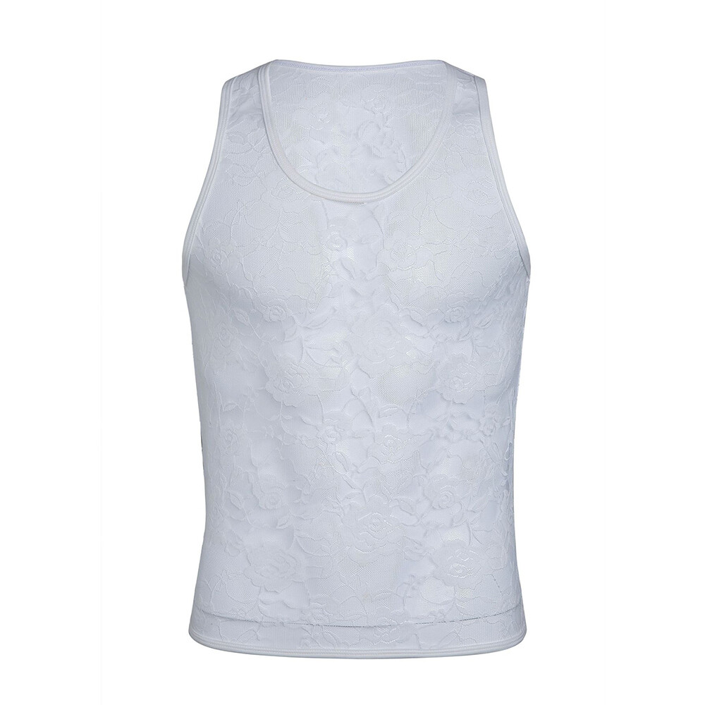 Mens Gym Tops Tank Top Vest Undershirts Lace T Shirt Floral Sleeveless Sexy gallery