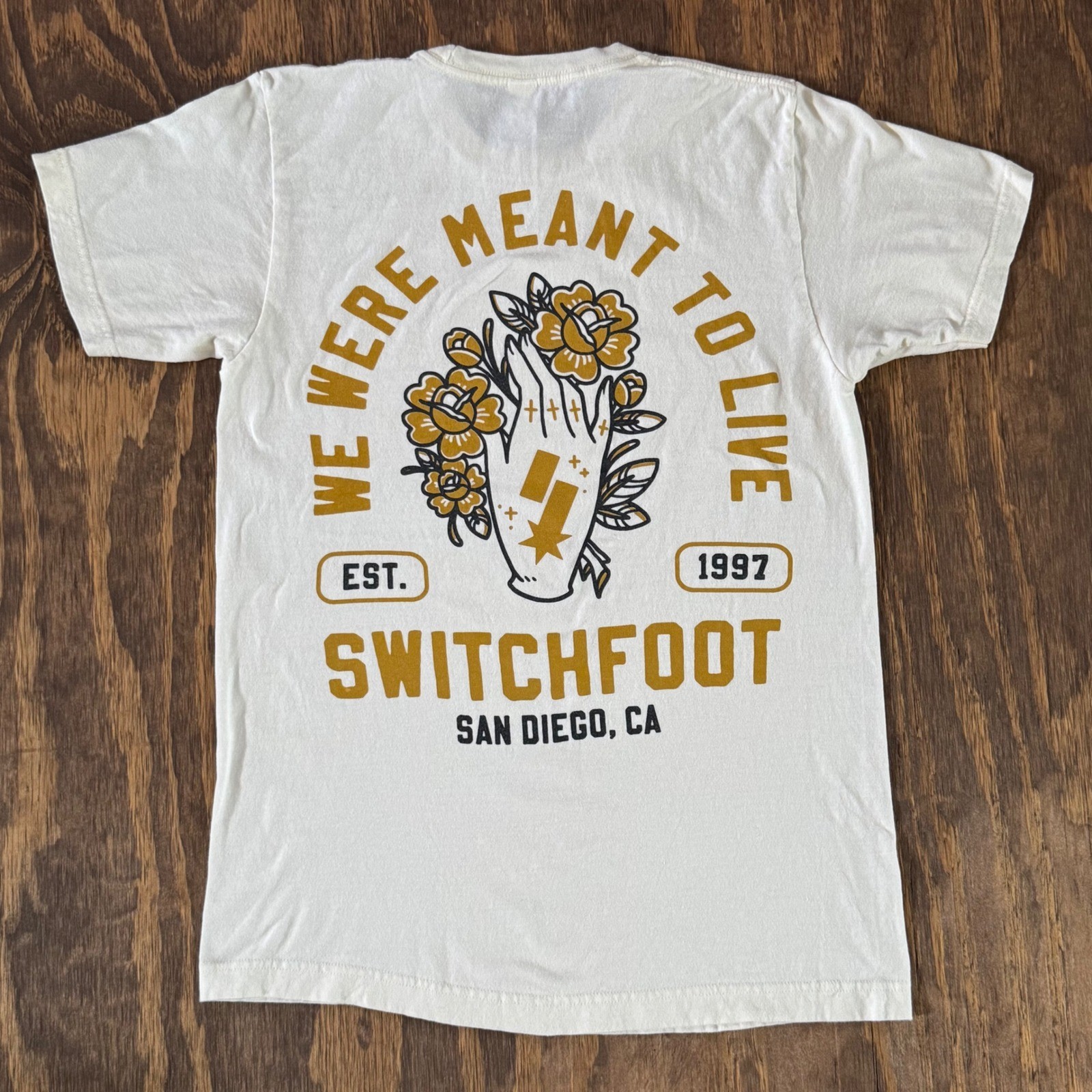 Switchfoot We're Meant To Live Shirt Medium Cream Band Tee Front Back Graphic gallery