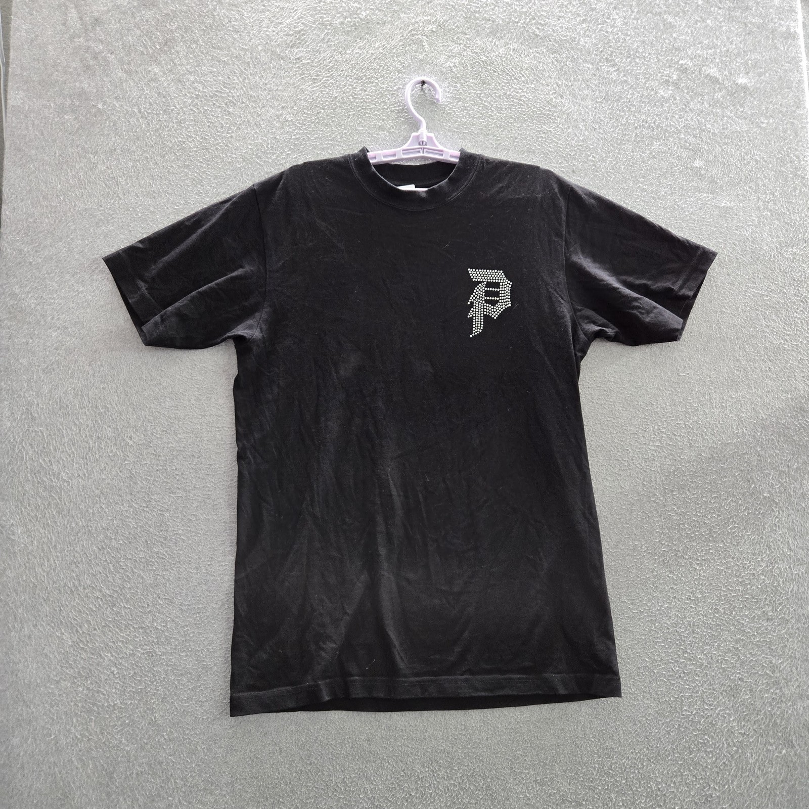 Primitive Men Shirt M Black Graphic Letter Rose Rhinestone Logo Short Sleeve gallery