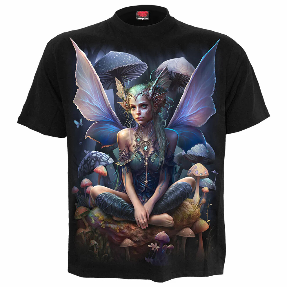 SPIRAL DIRECT MAGICAL Front Print T-Shirt Biker Angel Wings FairyTattoo Top