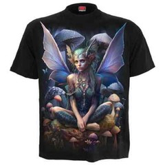 SPIRAL DIRECT MAGICAL Front Print T-Shirt Biker Angel Wings FairyTattoo Top