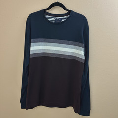 Cactus Man Ricky Singh XL Long Sleeve Tee Colorblock Striped Cotton Blend