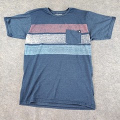 Billabong Shirt Mens Medium Blue Crew Neck Short Sleeve Pocket Logo Stretch