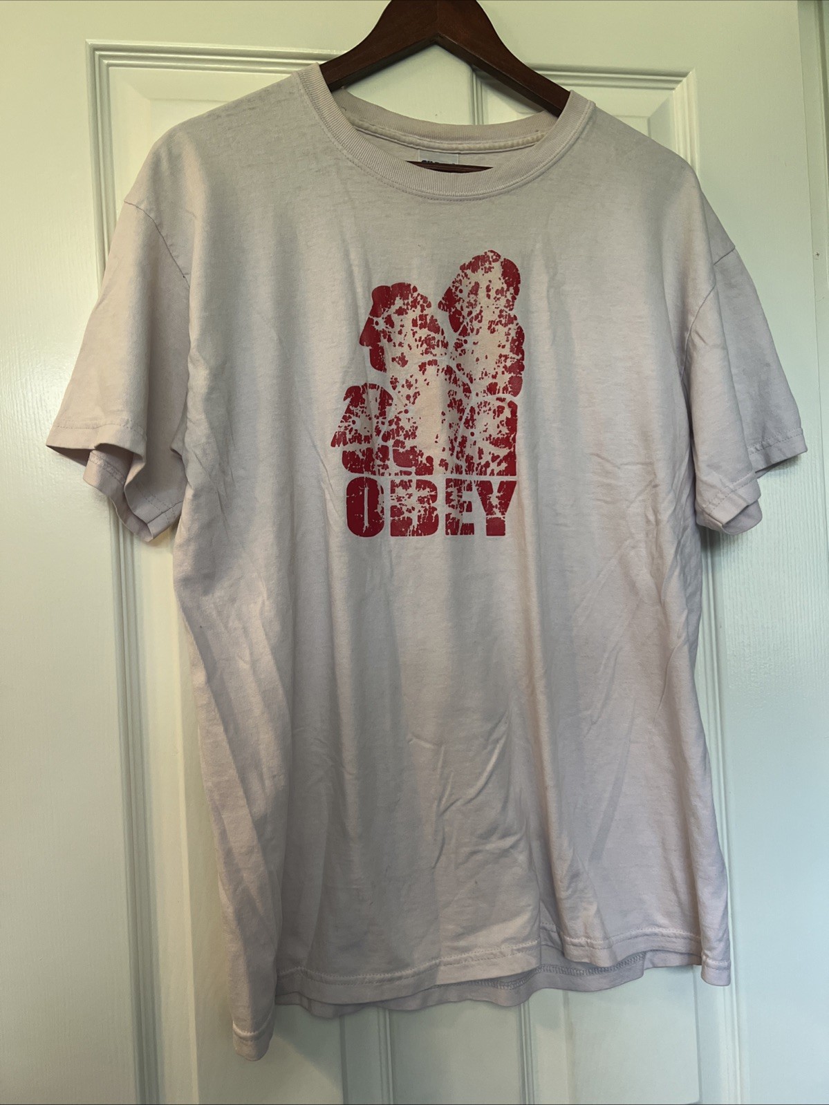 VINTAGE LIGHT PINK "OBEY" Official TSHIRT Large - SAME DAY SHIP gallery