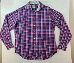 TD Thomas Dean Mens Large Multicolor Plaid Flip Cuff L/S Button Up Shirt