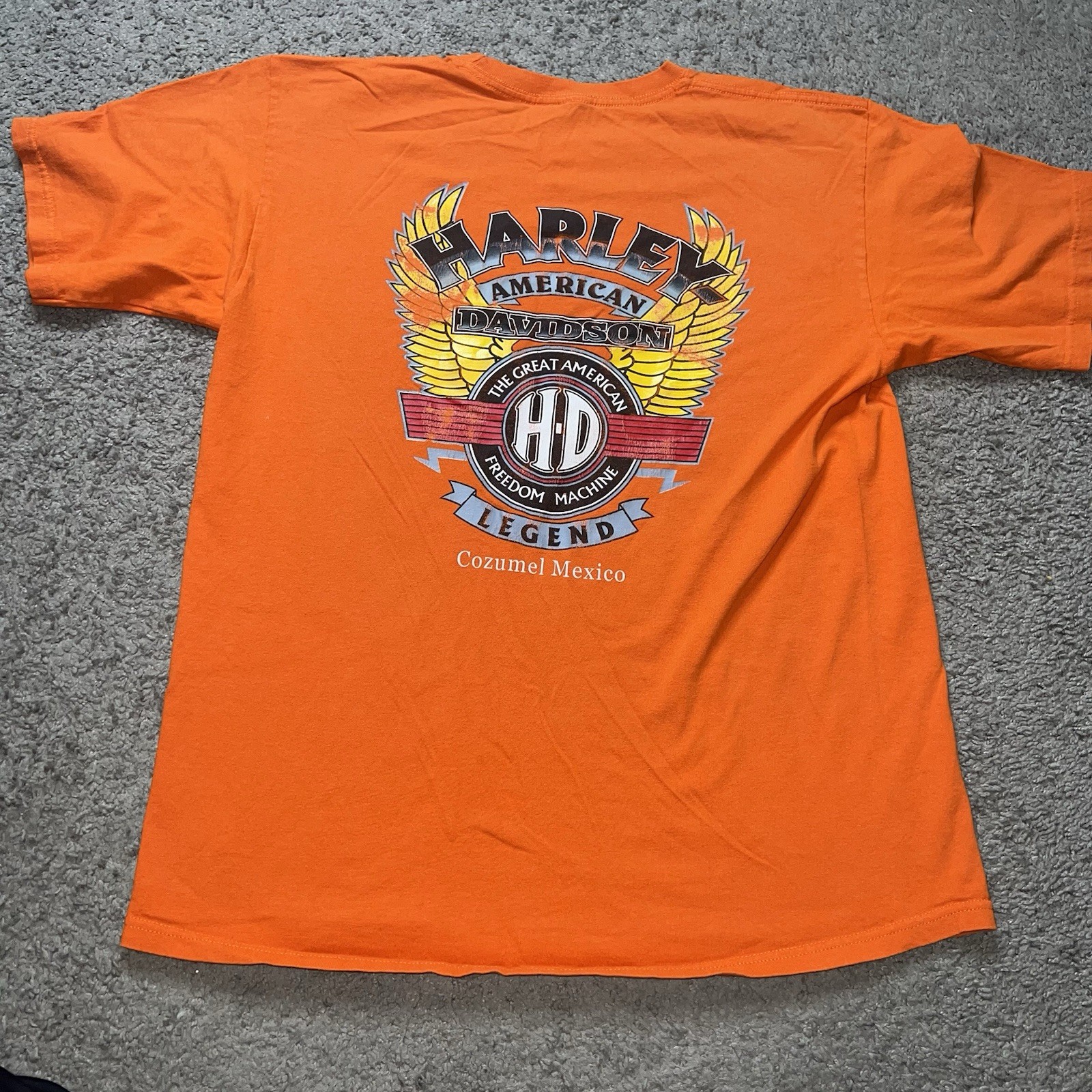 Harley Davidson American Legend t shirt orange Med Super clean lol-be Cozumel gallery