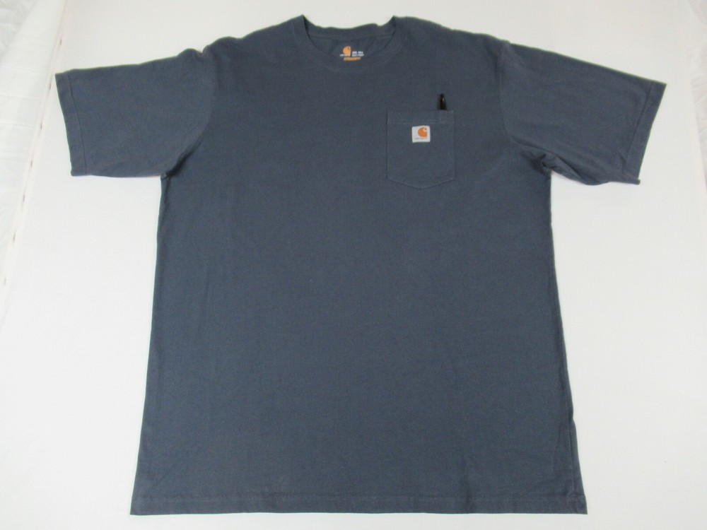 CARHARTT SOILD DENIM BLUE POCKET WORK T-SHIRT 2XL TALL – F1422