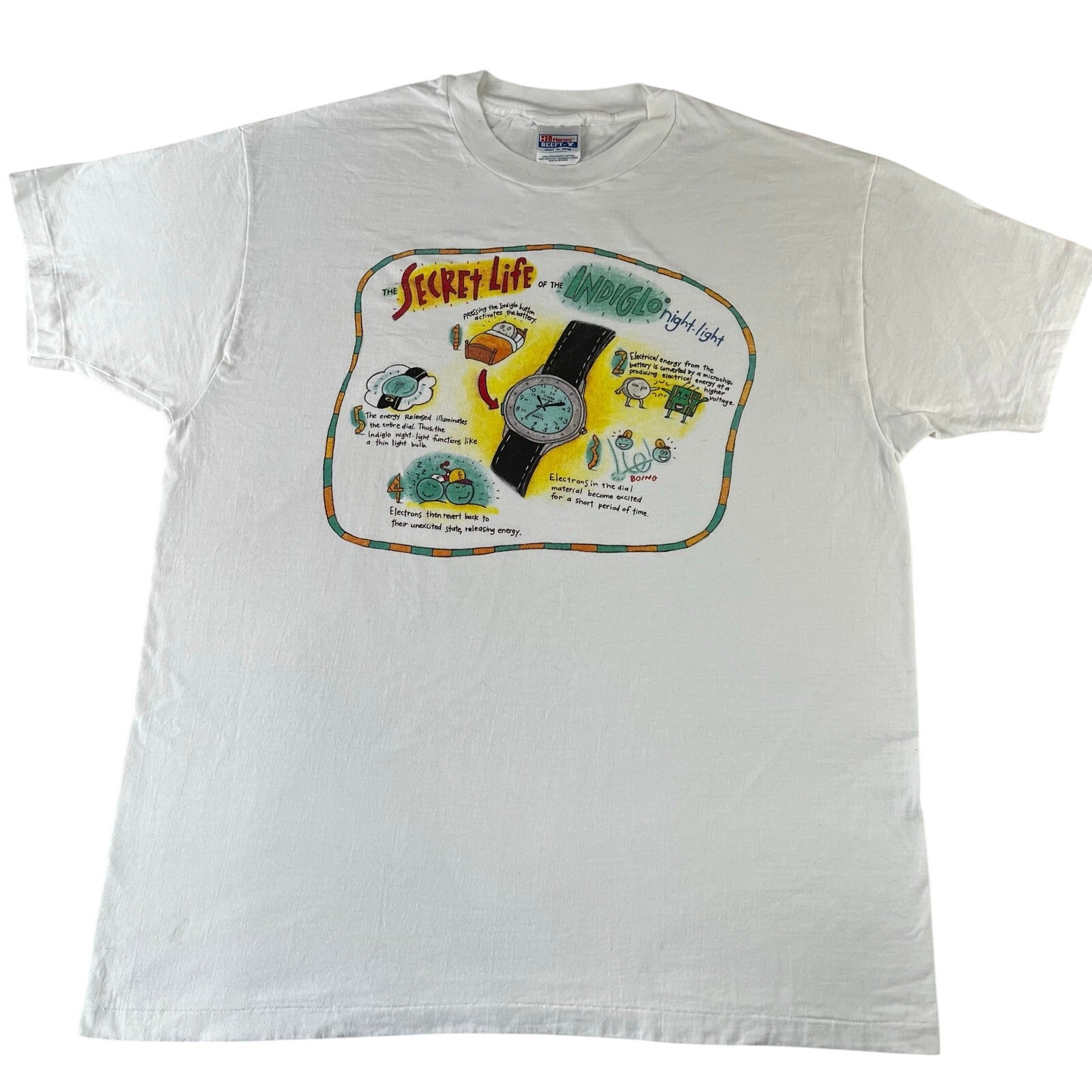 Timex Indiglo Watch Vintage Promo T-shirt Hanes tag size XL single stitch