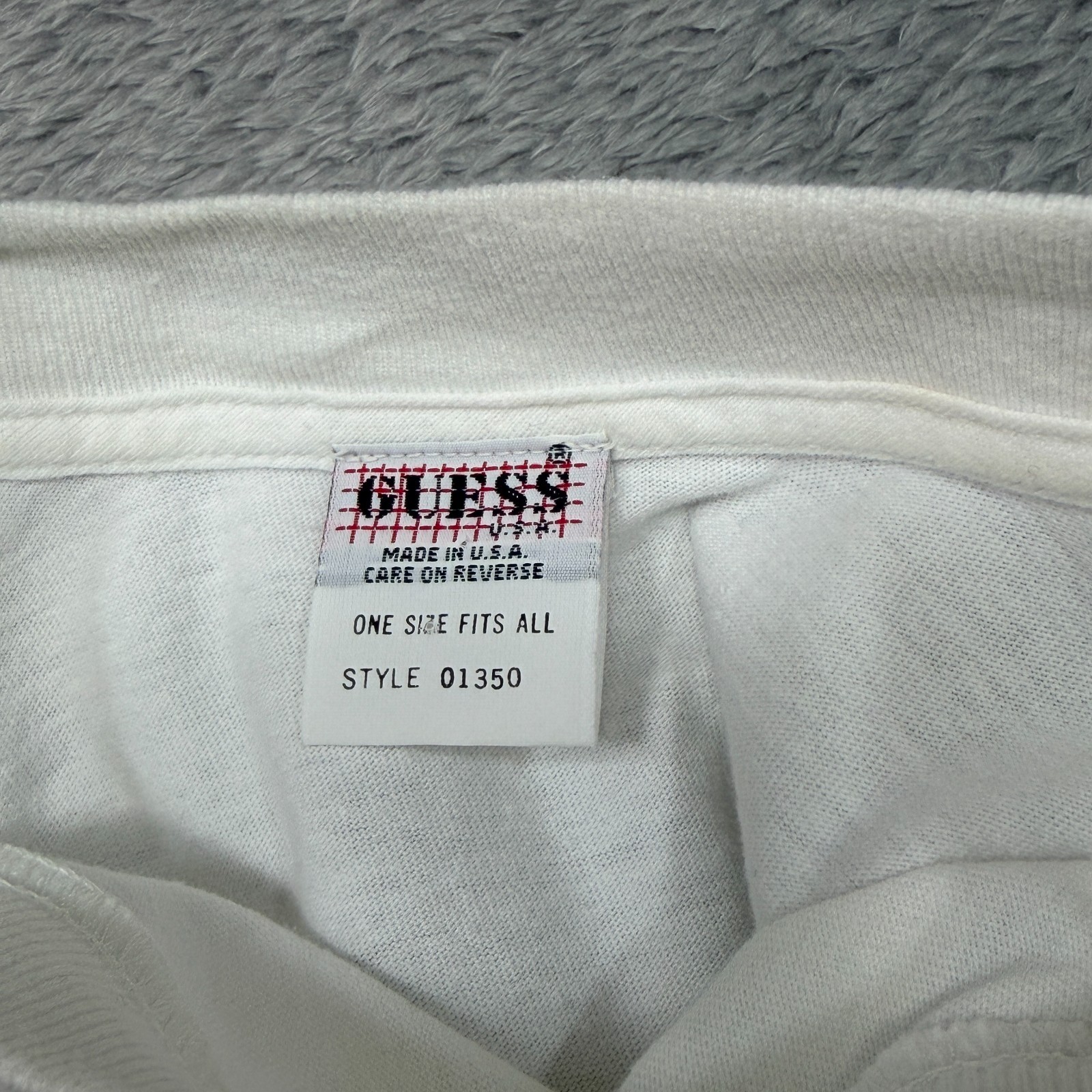 Vintage Guess T Shirt Adult One Size OSFA White Heart 1994 Made in USA 90s gallery