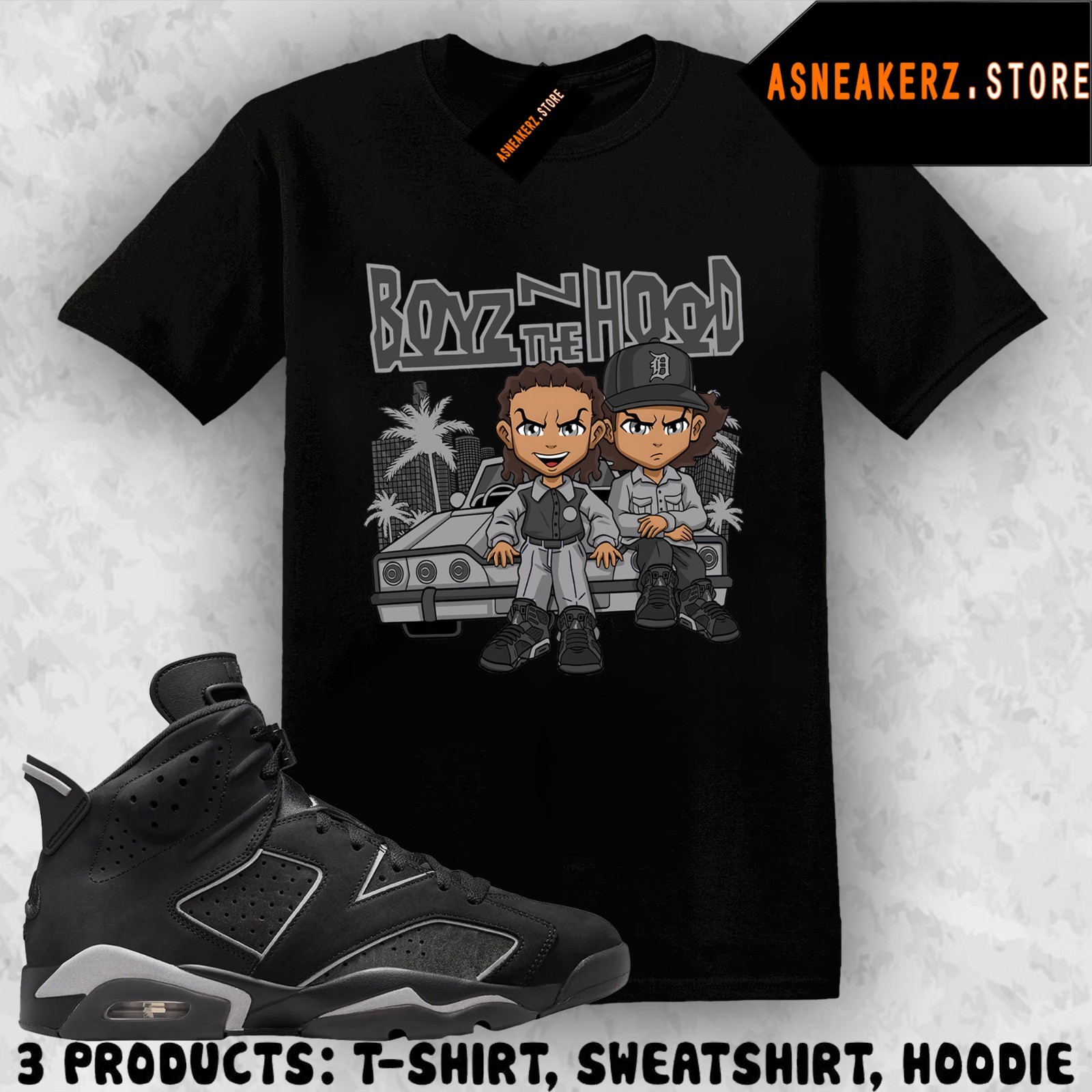 Shirt Matching AJ 6 Cap and Gown 2026 Match Sneaker The Boondocks Boyz T-Shirt
