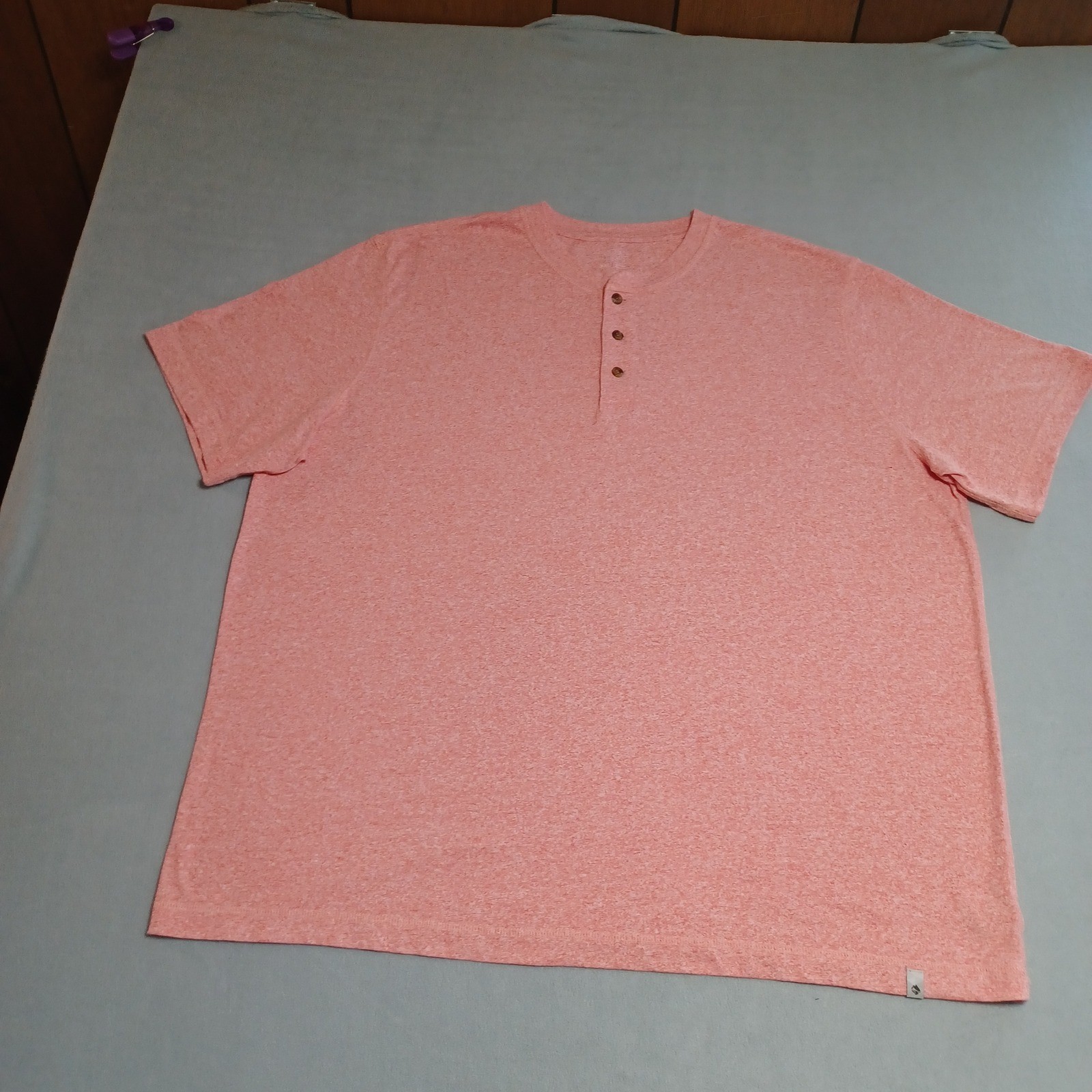 Ocean Coast Mens XXL Henley Shirt Short Sleeve Heather Coral Pink Casual Tee gallery