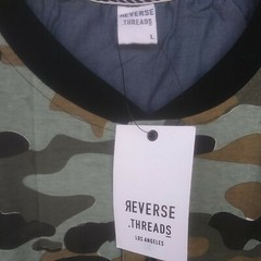 AUTHENTIC”REVERSE THREADS” CHAMP MEN’S CAMO SHORT SLEEVE KNIT TOP SIZE LARGE