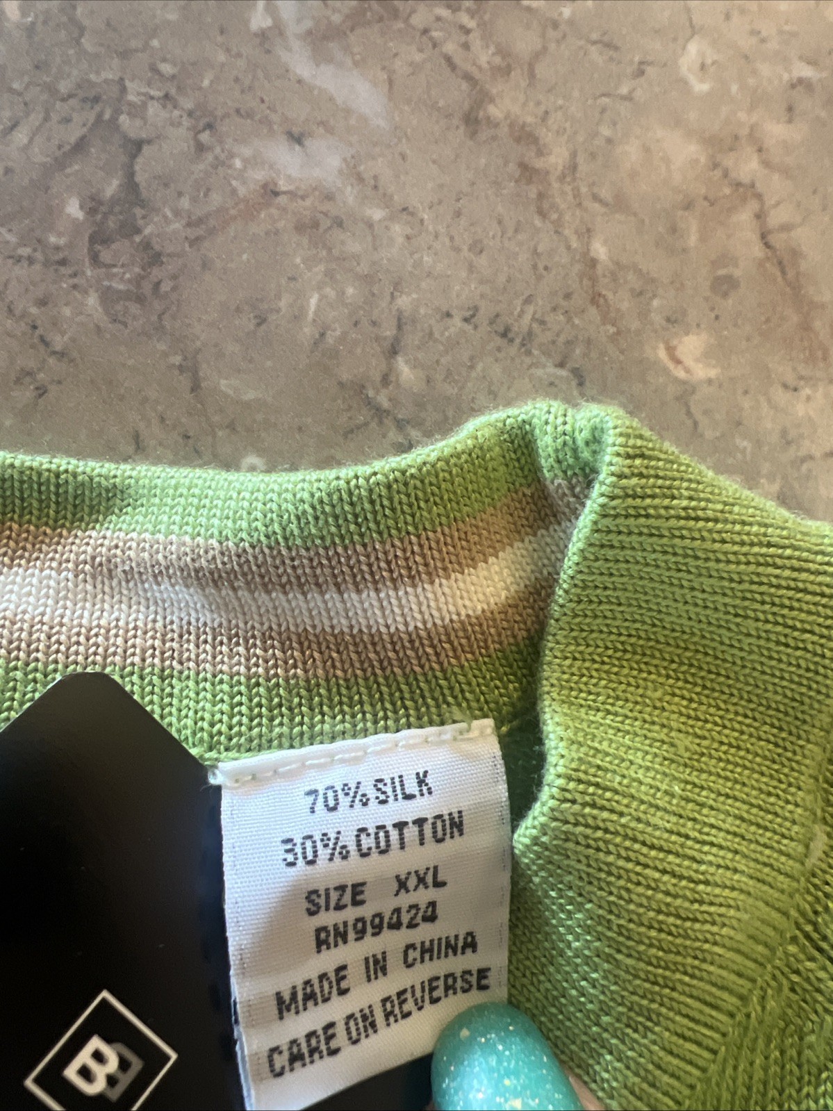 Bachrach Silk Blend Shirt Mens 2XL Green Lightweight Stretch Casual Crewneck gallery