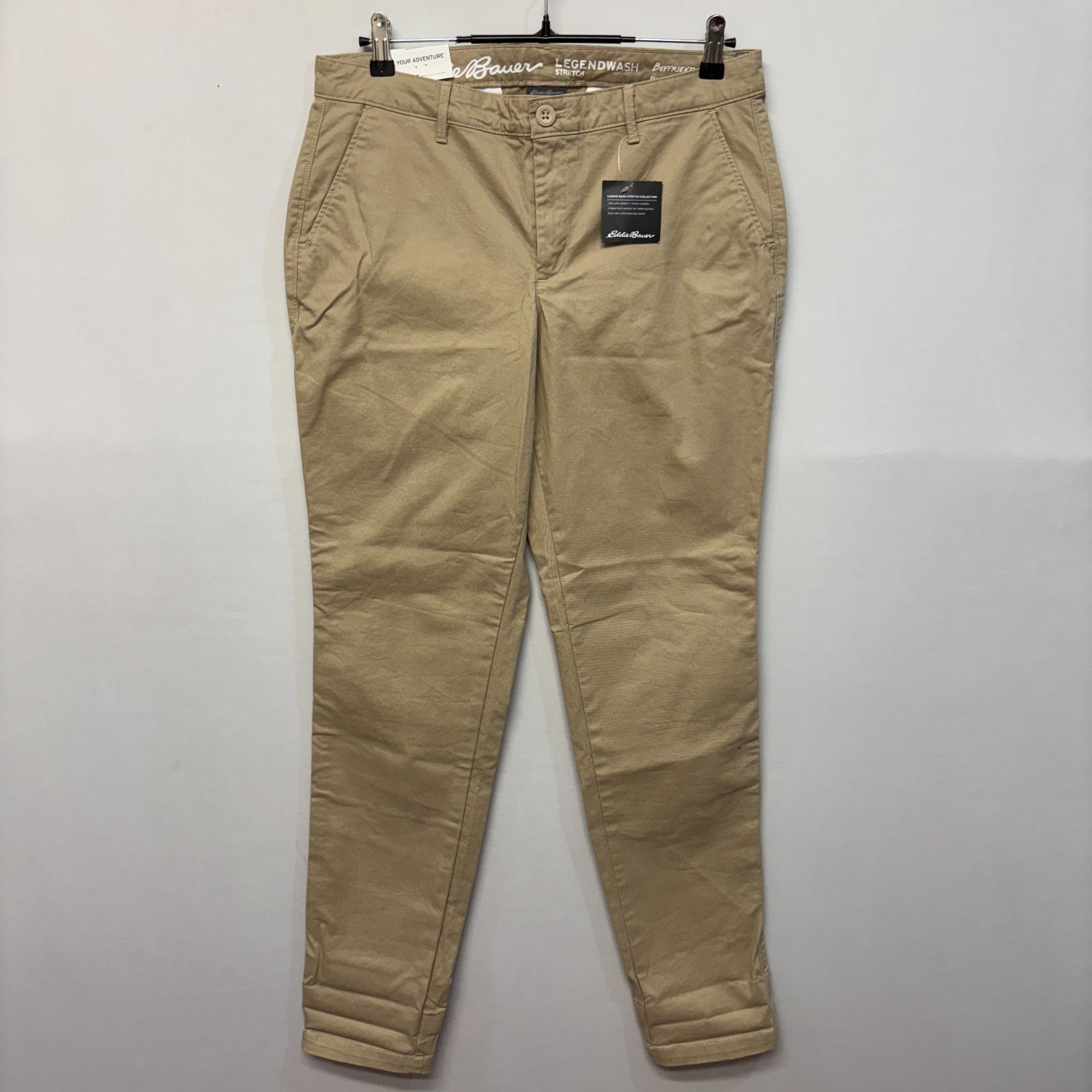 NWT Eddie Bauer Women Legend Wash Boyfriend Pants Size 8T 8 Tall Beige C041 -8