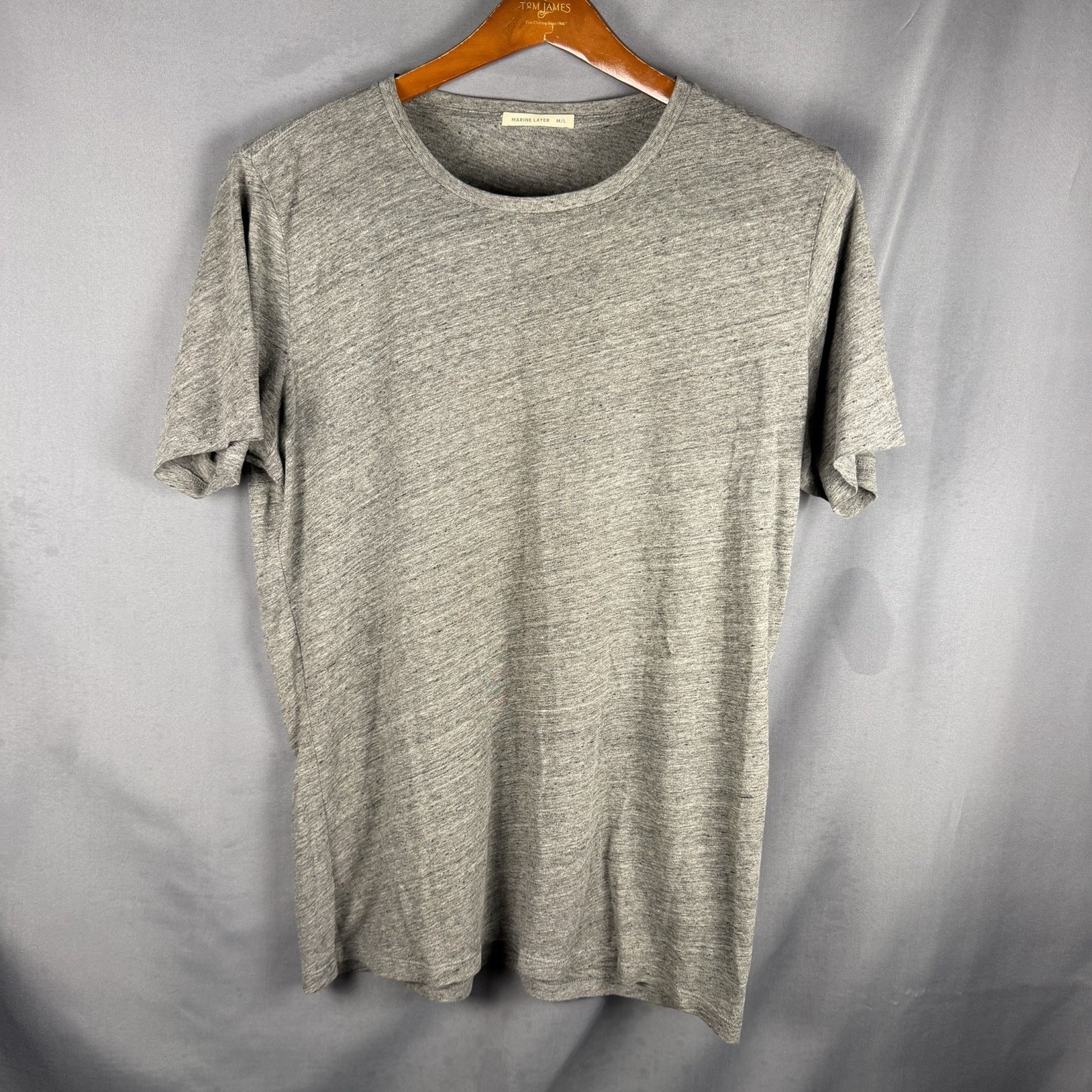 Marine Layer Signature Crewneck T Shirt Mens Medium Large Heather Gray Soft gallery