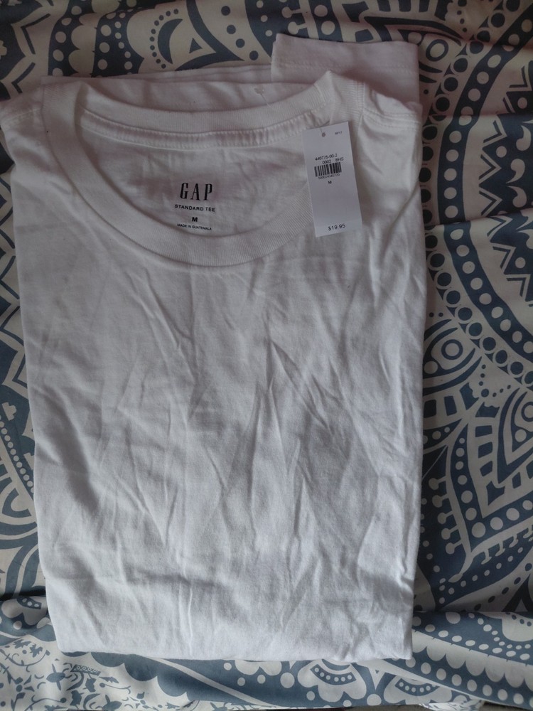 Gap Standard Tee Men’s Solid White Crew Neck T-Shirt Size M Regular