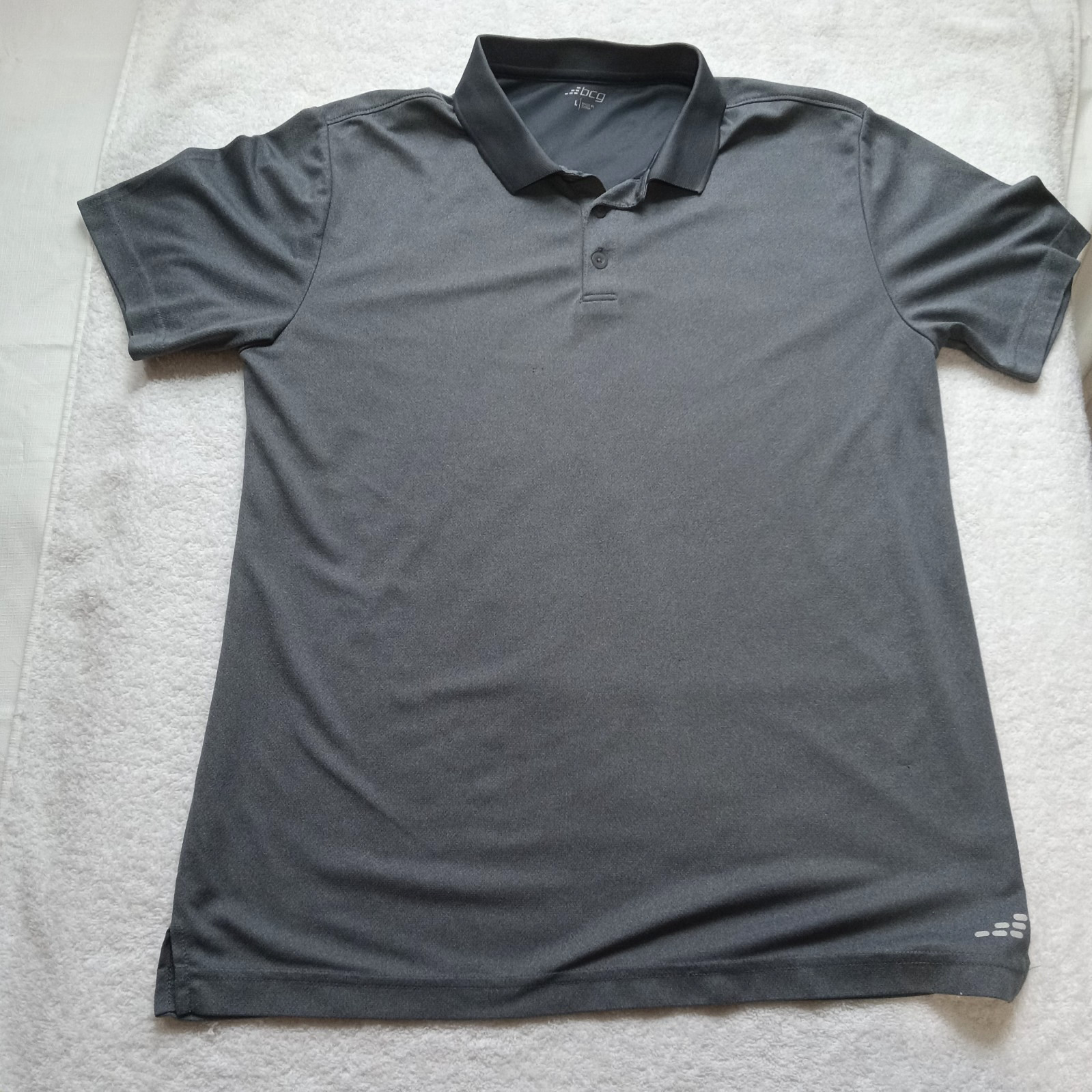 BCG Men's Polo Shirt Size Large Gray Short Sleeve Athletic Performance Tee gallery