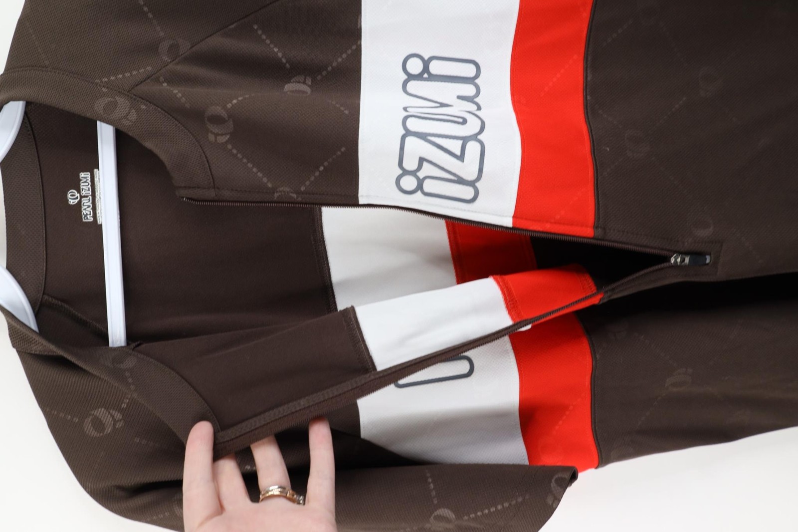 Vtg Pearl Izumi Mens Large Spell Out Color Block Bicycle Cycling Jersey Brown gallery