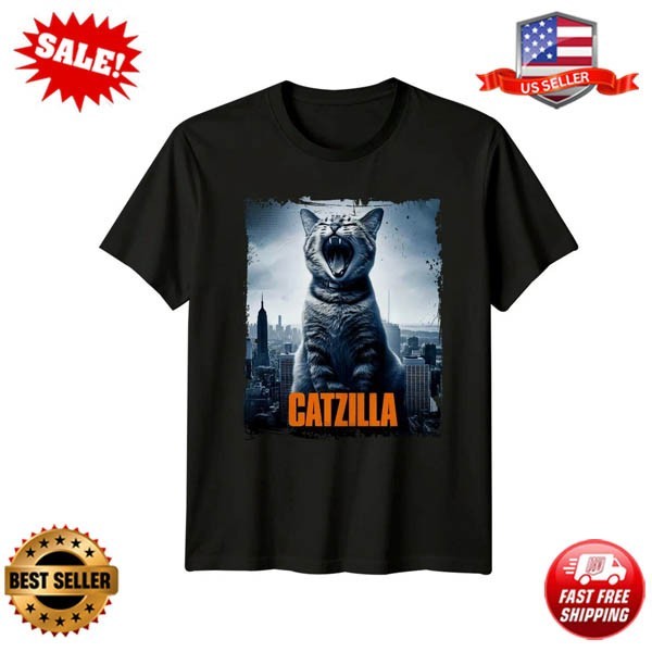 Catzilla Parody Cat Graphic T-Shirt Unisex Tee S-5XL