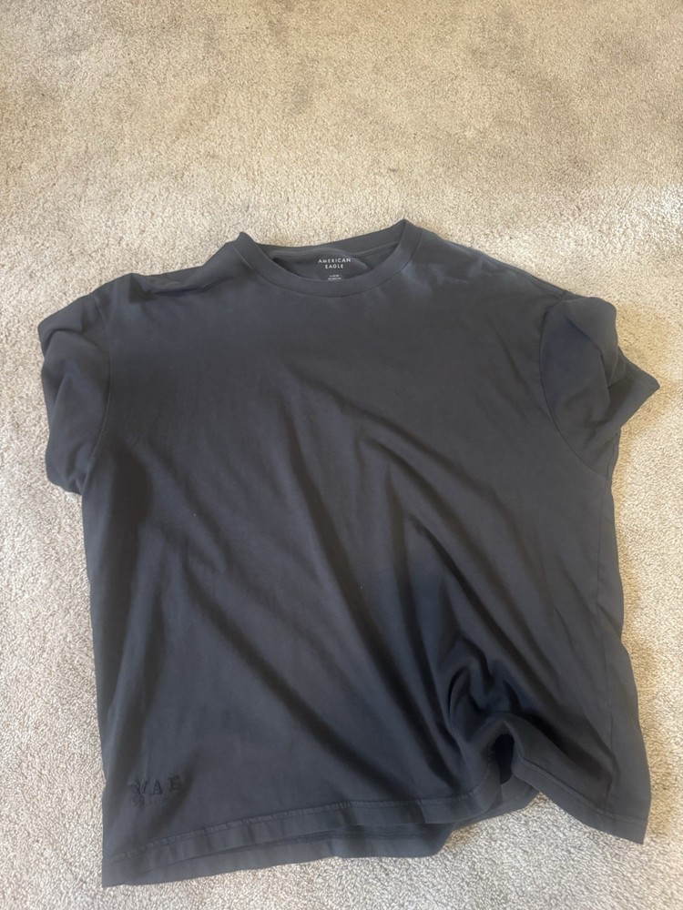 American Eagle Men’s Black Solid Crew Neck Short Sleeve T-Shirt Size L