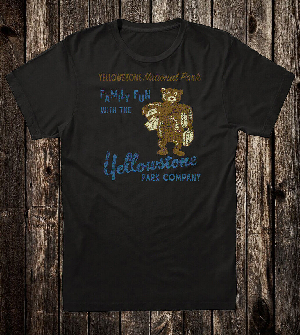 Retro Travel T Shirt Tee Nostalgia Antique Ad Art Yellowstone National Park Bear gallery