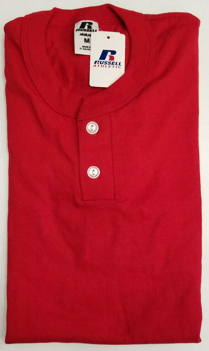 NEW Vintage Russell Athletic Blank 2 Button Henley T-shirt Mens El Salvador gallery