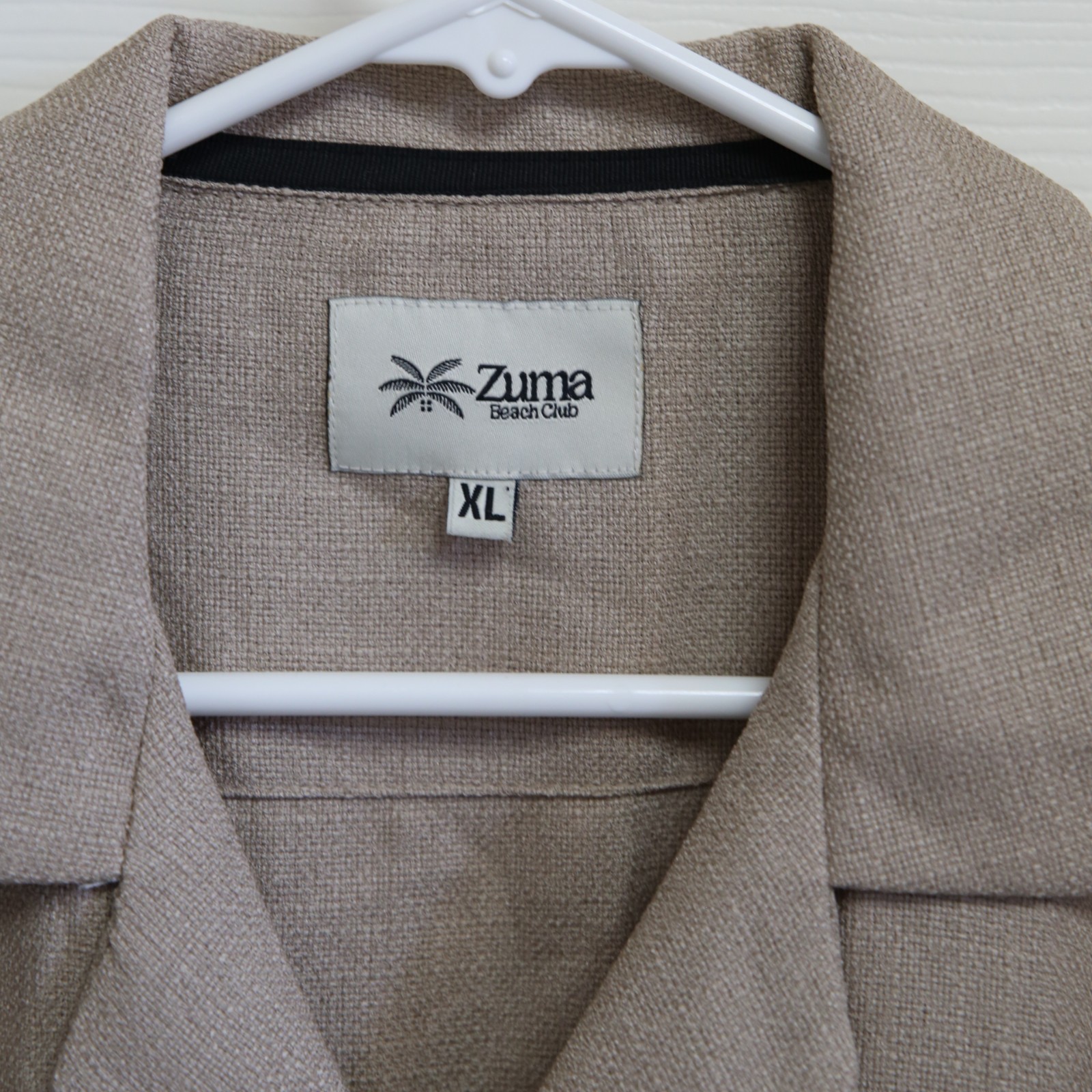 Zuma Beach Club Textured Fabric Men’s Shirt Size XL Tan Beige Linen Look NEW NWT gallery