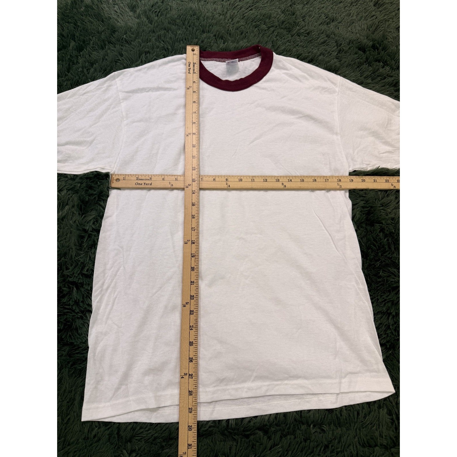 Vintage Soffe Shirts Ringer T-Shirt Adult Large White Maroon Crew Neck U.S.A gallery
