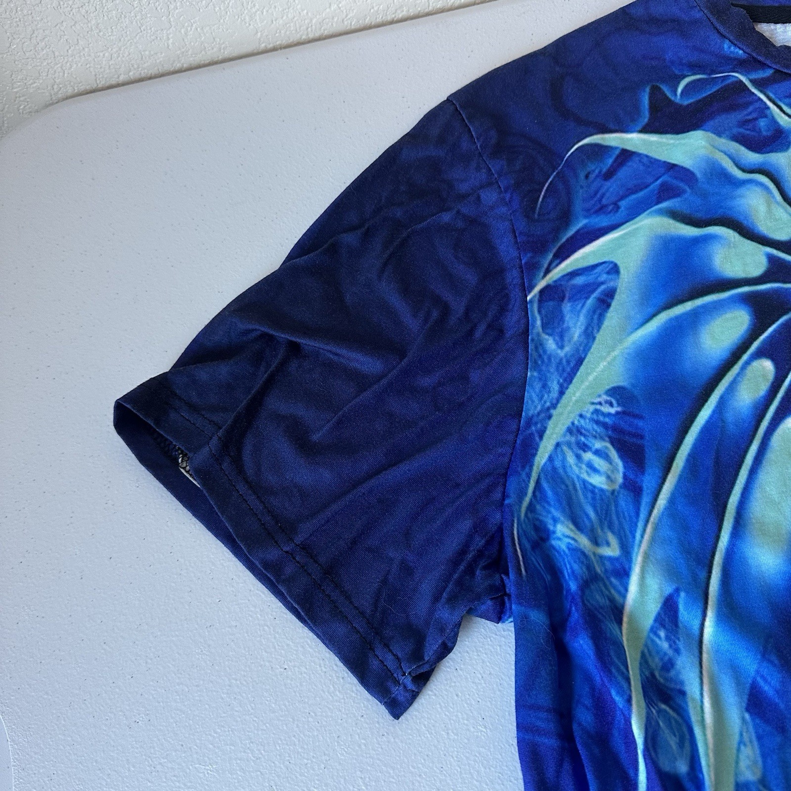 Blue Ice Dragon All Around Print 3D Poly SS T-Shirt Size 0XL Mystical Magic gallery